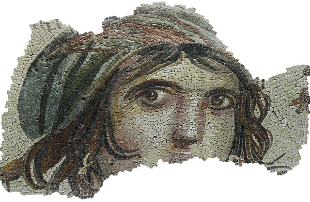 Crone woman in mosaic